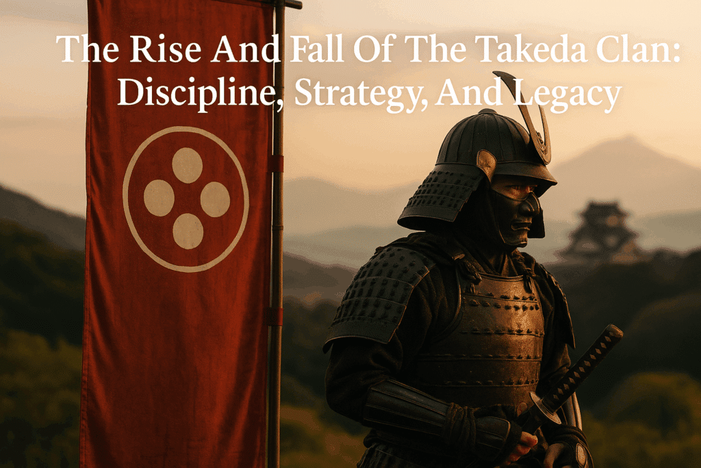alt_text: A captivating cover featuring Takeda clan symbols, samurai imagery, and Japan's Sengoku landscape.