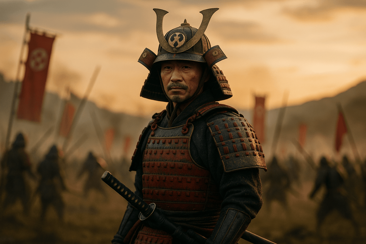 alt_text: A striking cover depicting a samurai in Takeda armor amid a vibrant Sengoku landscape, evoking epic battles.