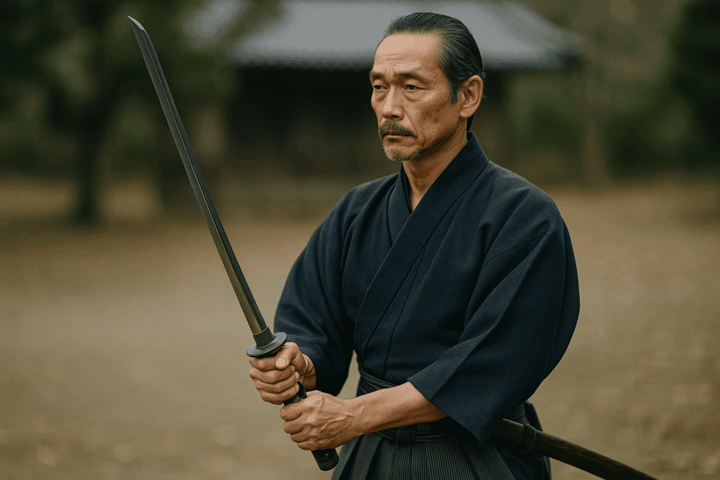 alt_text: A serene cover depicting a kimono-clad swordsman poised with a katana, embodying martial arts philosophy.