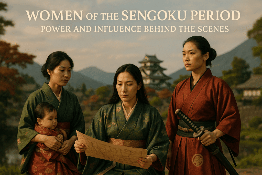 alt_text: Strong women of the Sengoku period embodying power and influence in a vibrant, historical setting.